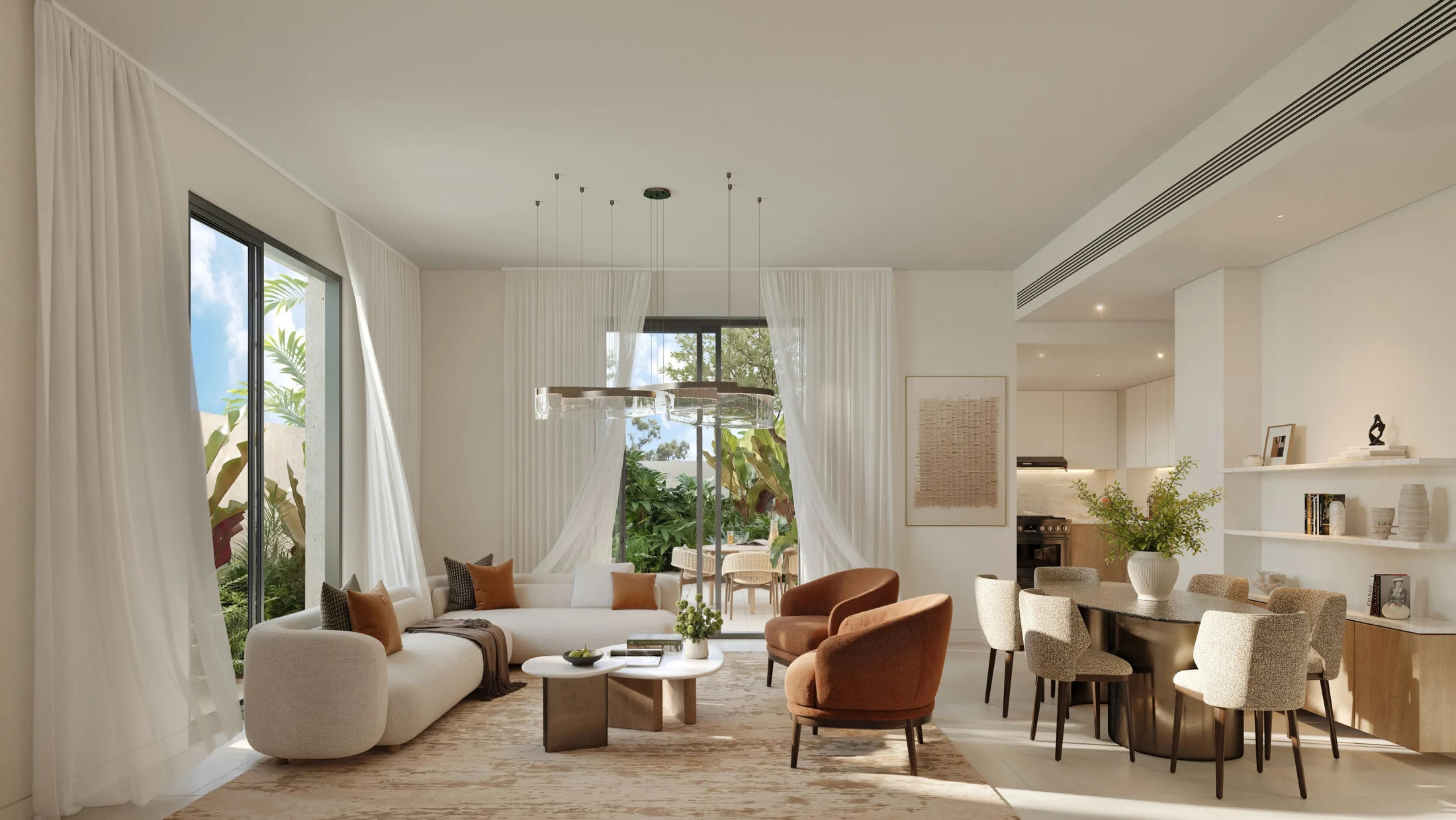 Light interior scheme — living and dining area
